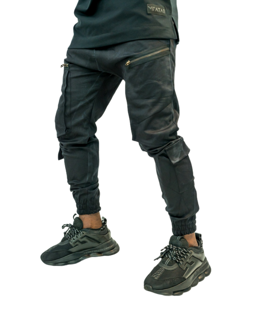 Black Ombre Stretch Jeans with Front Detailing