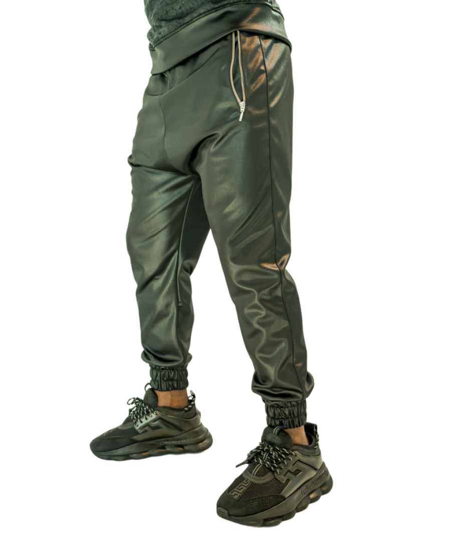 Black Stretch Track Trousers With Zip Pockets