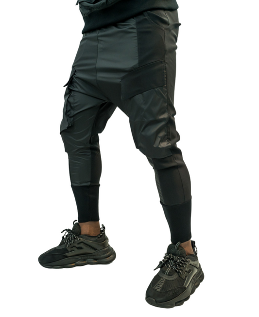 Black trousers with different combination of texture