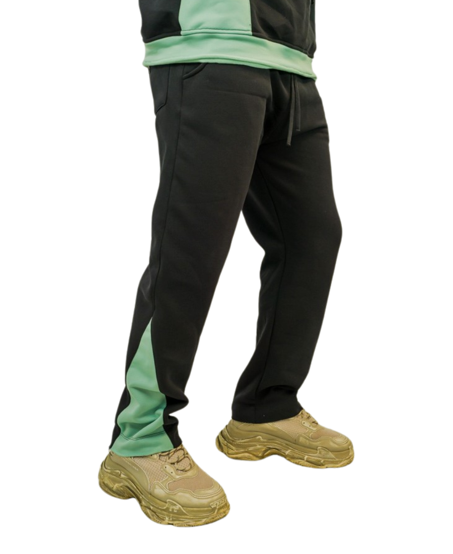 Black Trousers with Mint Green Detail