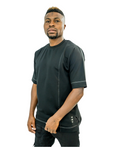 Black T-Shirt with White Stitch Detailing