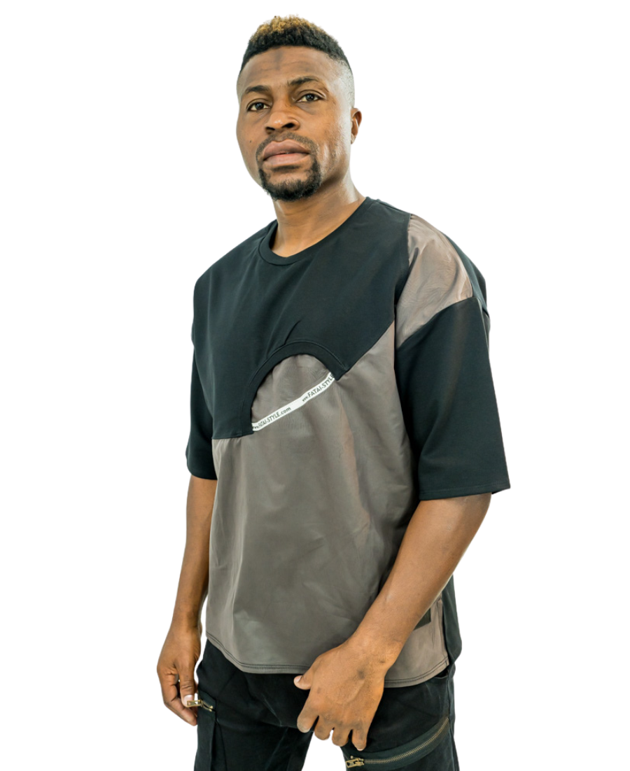Black T-Shirt with Velvet-Touch Panel