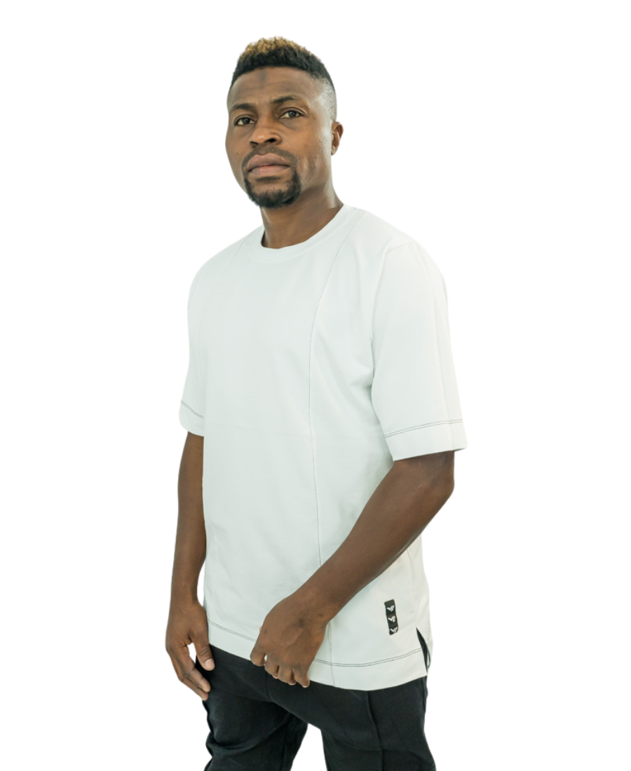 White T-Shirt with Black Stitch Detail