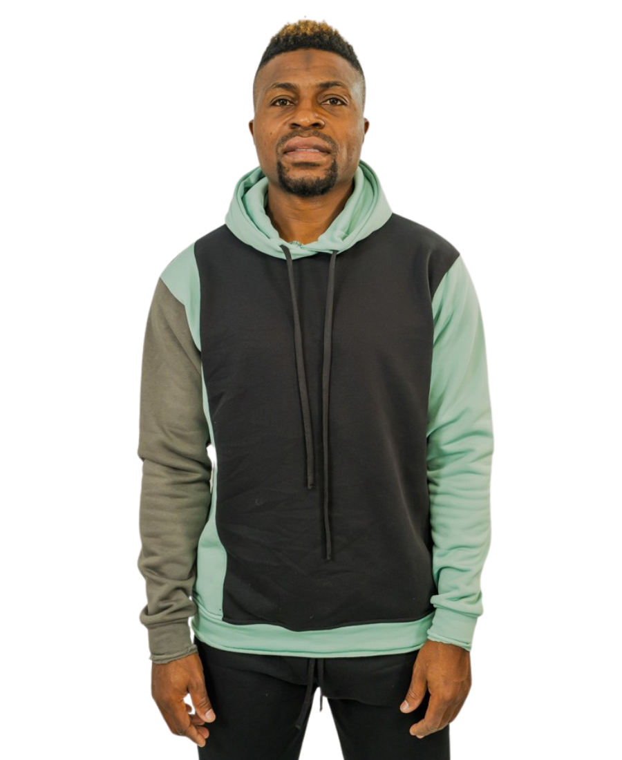 Black, Grey and Mint Green Hoodie - Fatai Style