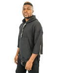 Black Sweatshirt with Three-Quarter Sleeves