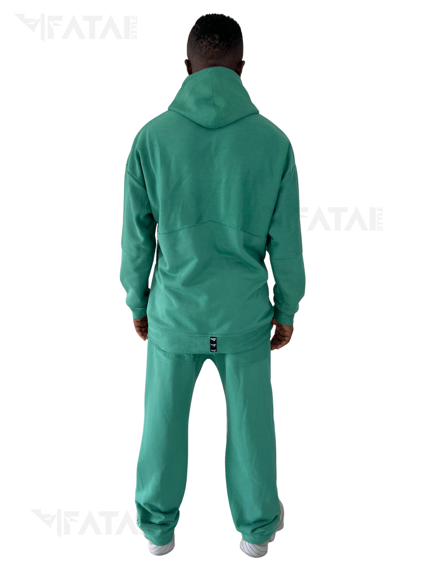 Green Two-Piece Set with Back Panel Inserts