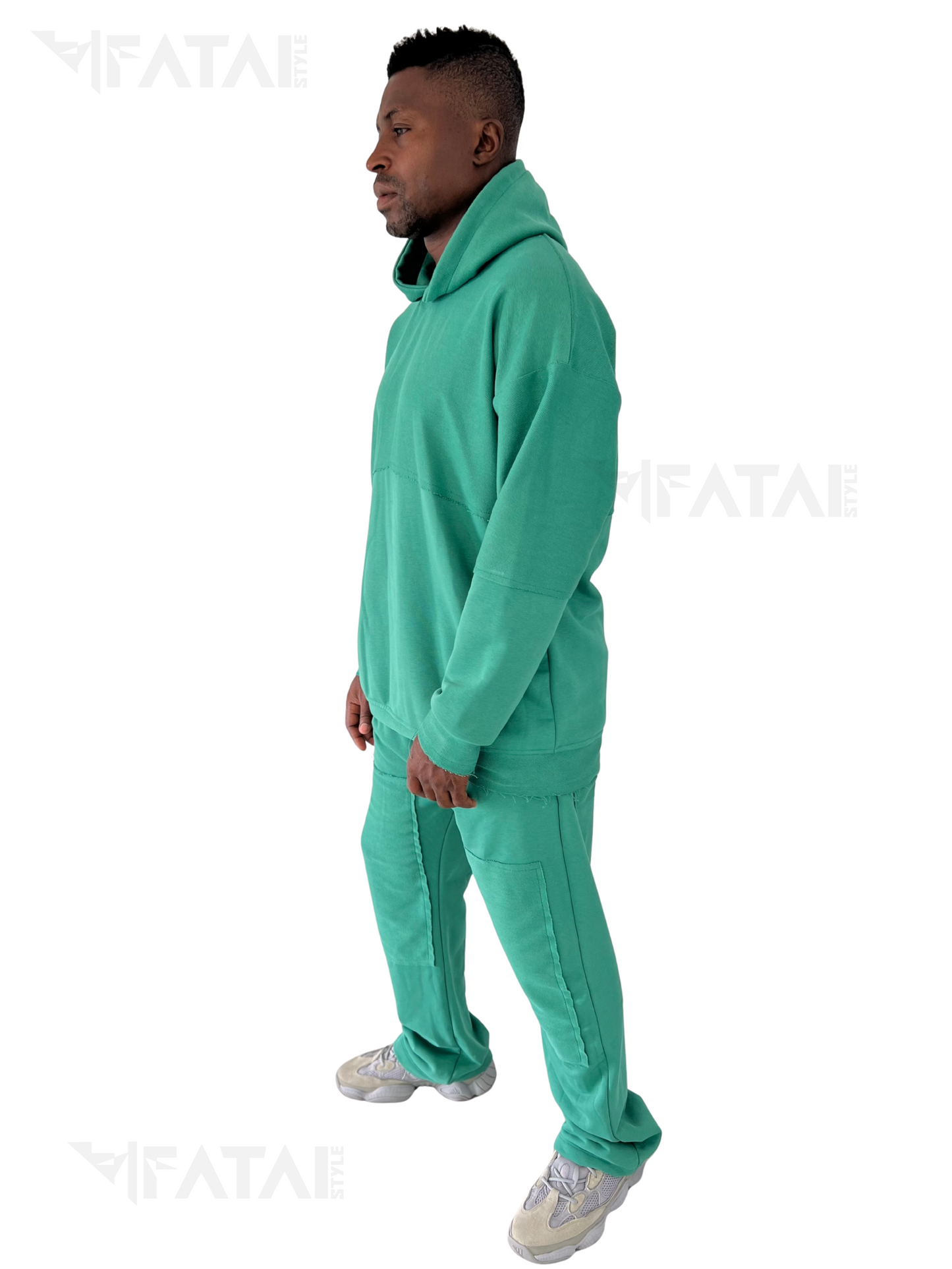 Green Two-Piece Set with Back Panel Inserts
