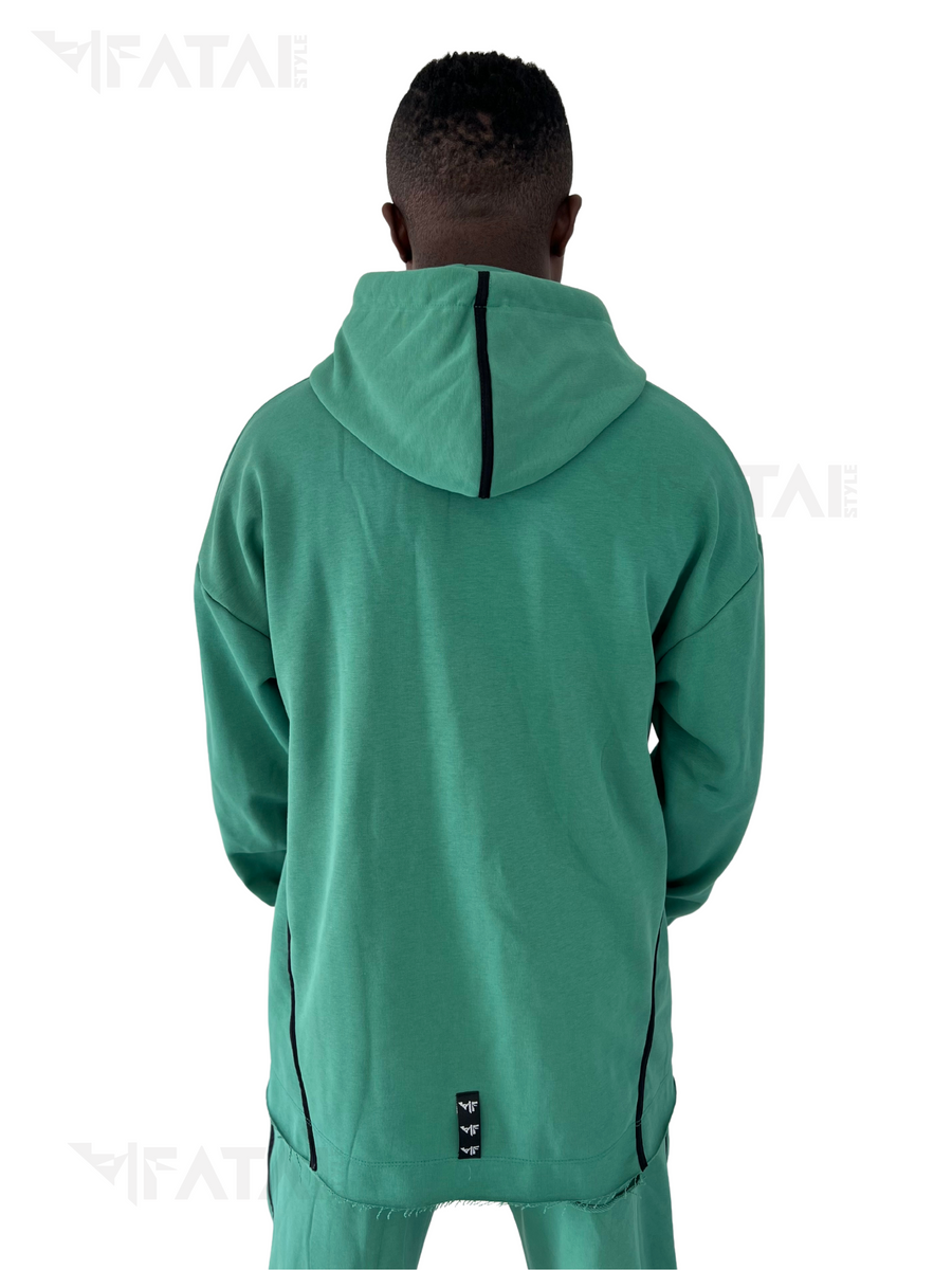 Green Sweatshirt with Black Details