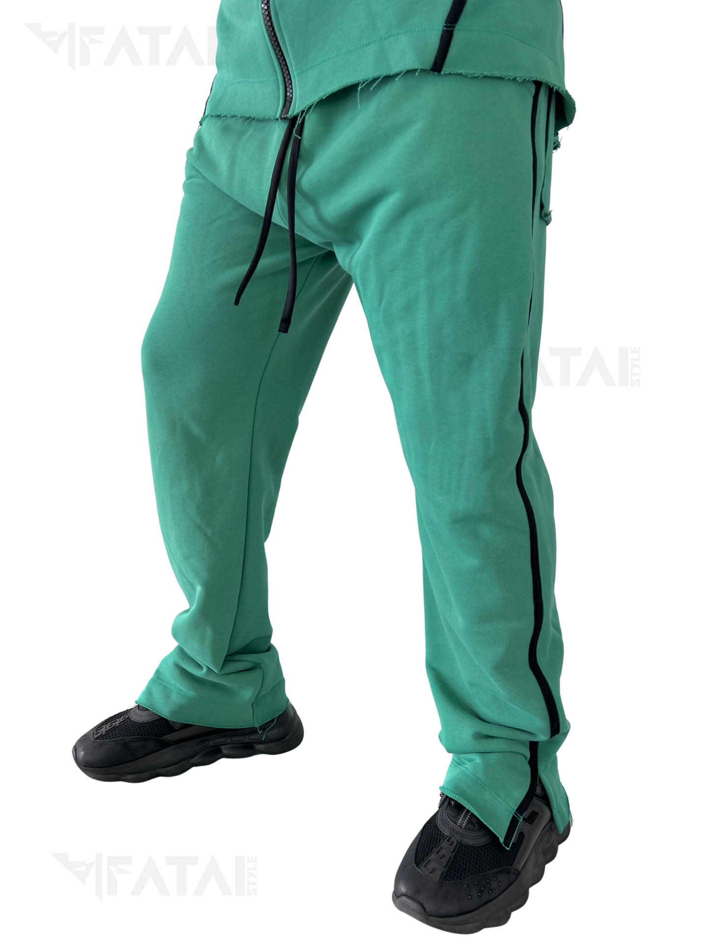 Green Two-Piece Set with Black Accents