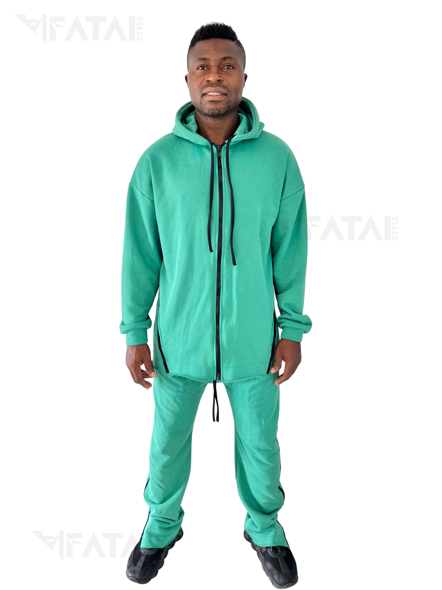 Green Two-Piece Set with Black Accents