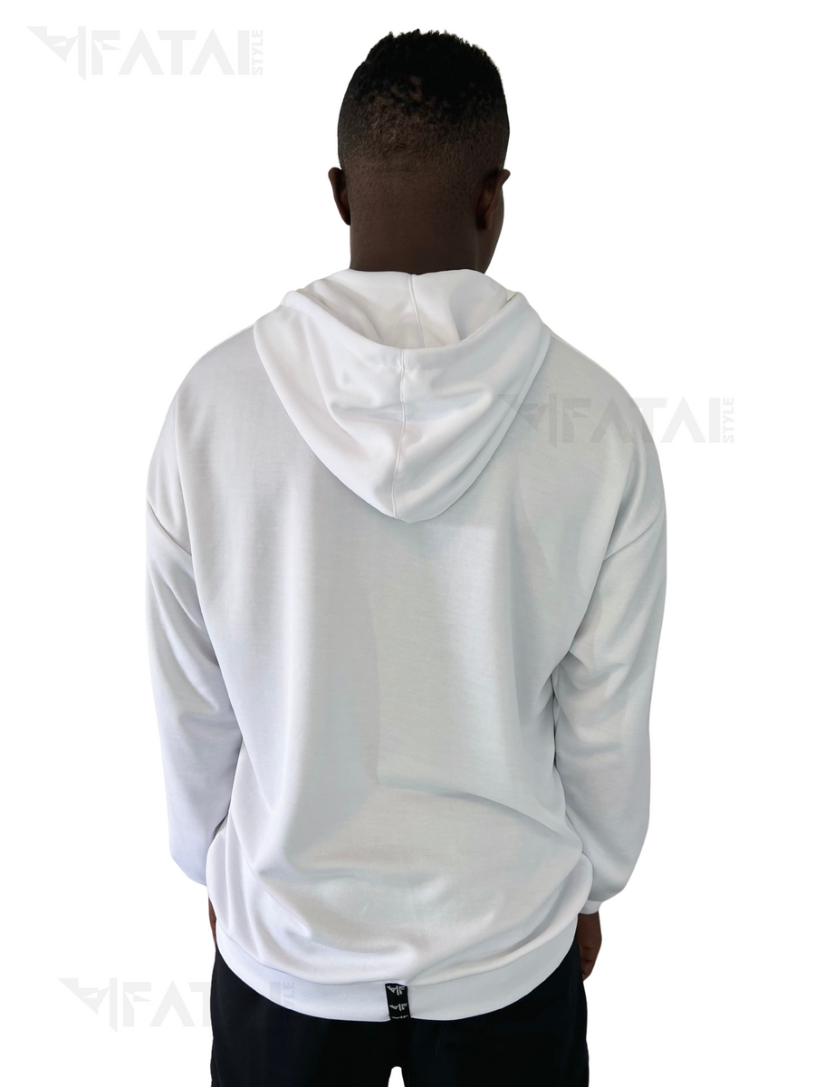 White Sweatshirt with Black Pockets