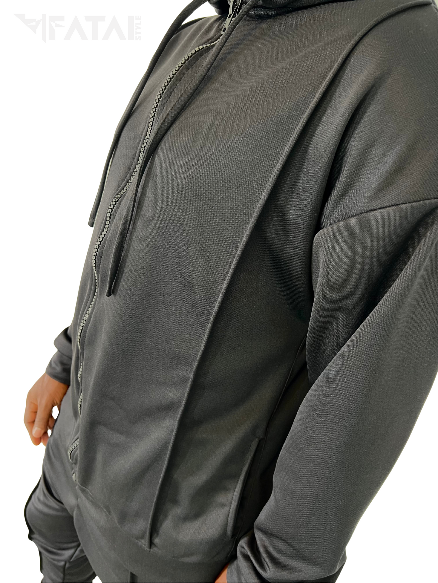 Black Heavyweight Two-Piece Set with Hood