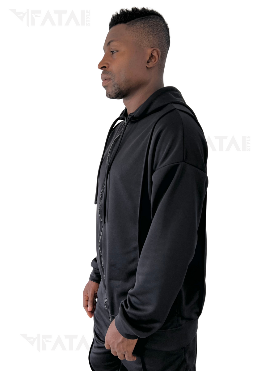 Black-on-Black Sweatshirt with Tonal Details