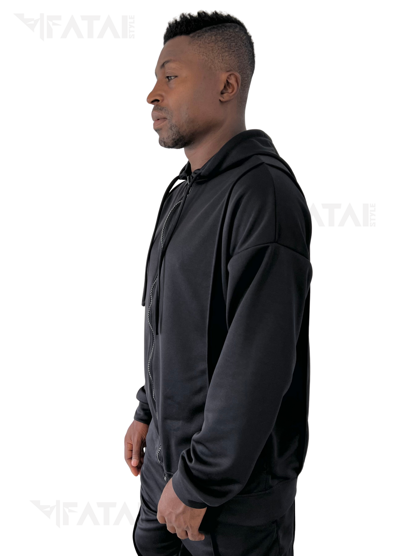 Black Heavyweight Two-Piece Set with Hood