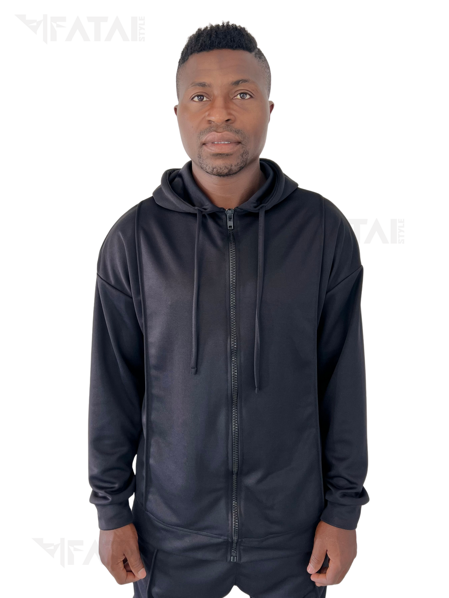 Black Heavyweight Two-Piece Set with Hood