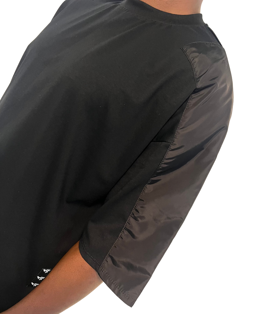Black T-Shirt with Shell-Fabric Panel