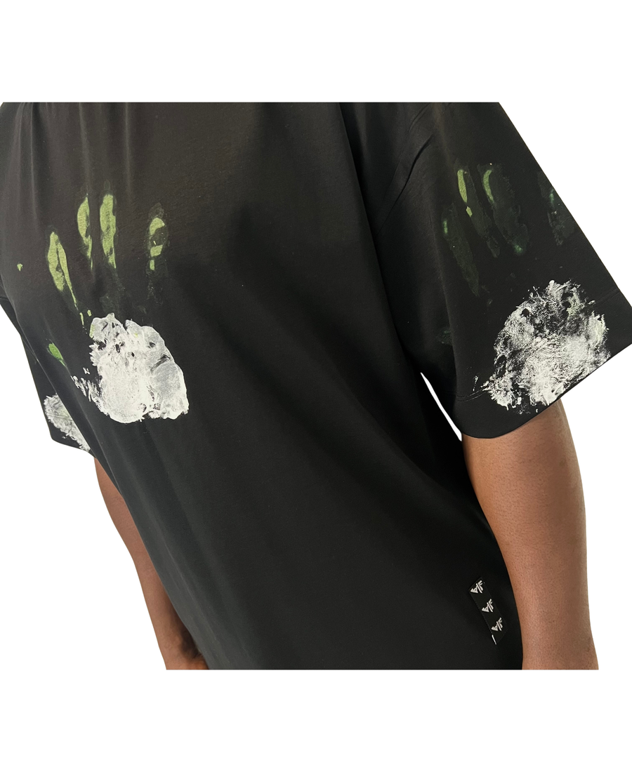 Black Tee with Hand-Painted Wash