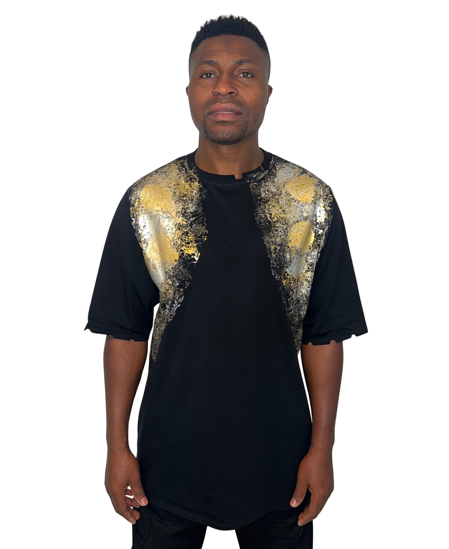Textured Hand-Dyed Black T-Shirt