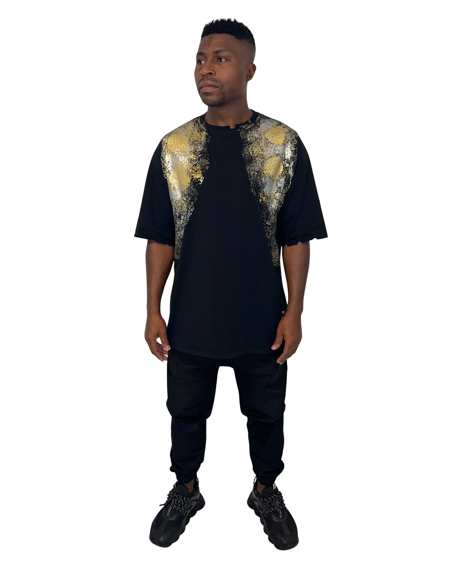 Textured Hand-Dyed Black T-Shirt