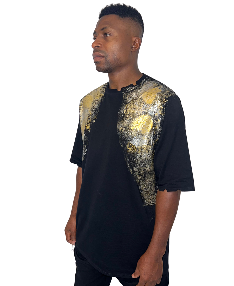 Textured Hand-Dyed Black T-Shirt