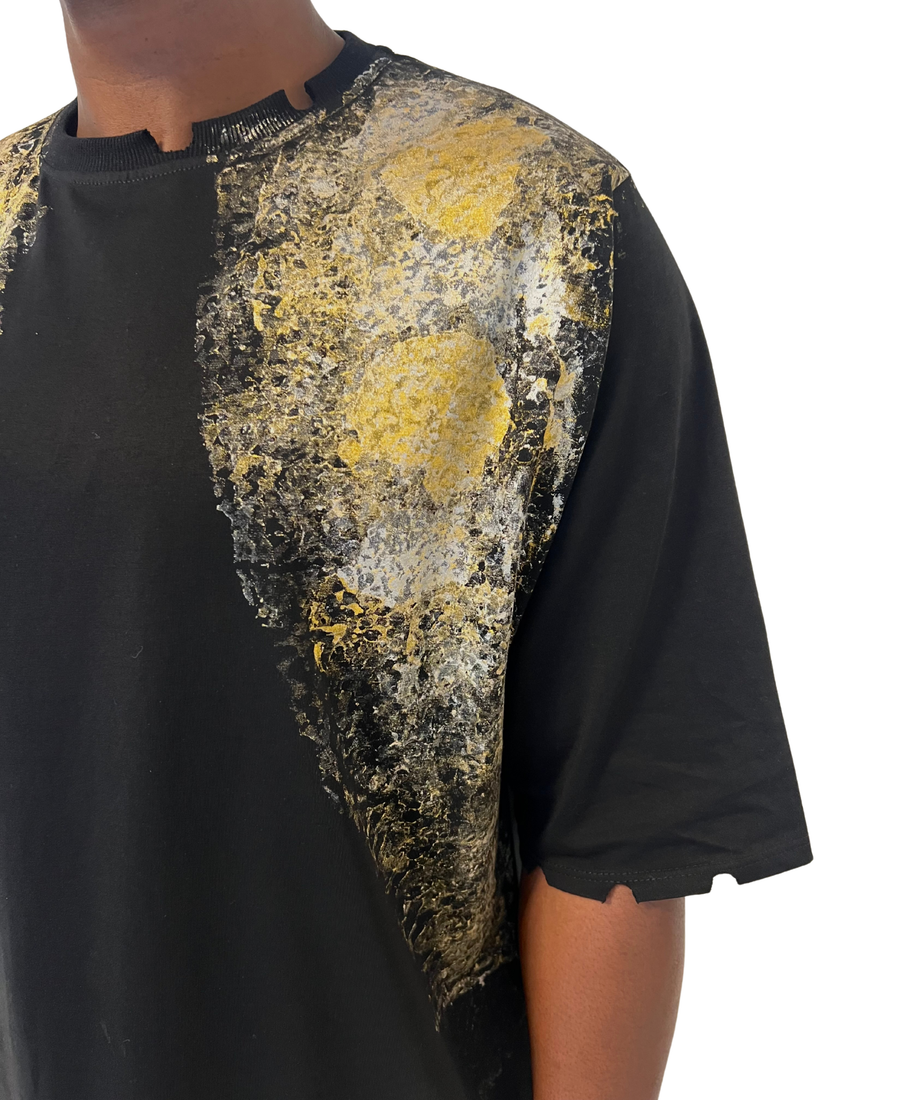 Textured Hand-Dyed Black T-Shirt
