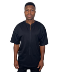 Black T-Shirt with Zip and Extended Hem