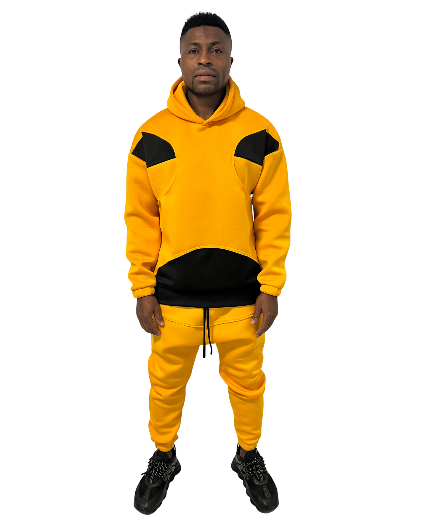 Yellow Tracksuit with Black Contrast Panels