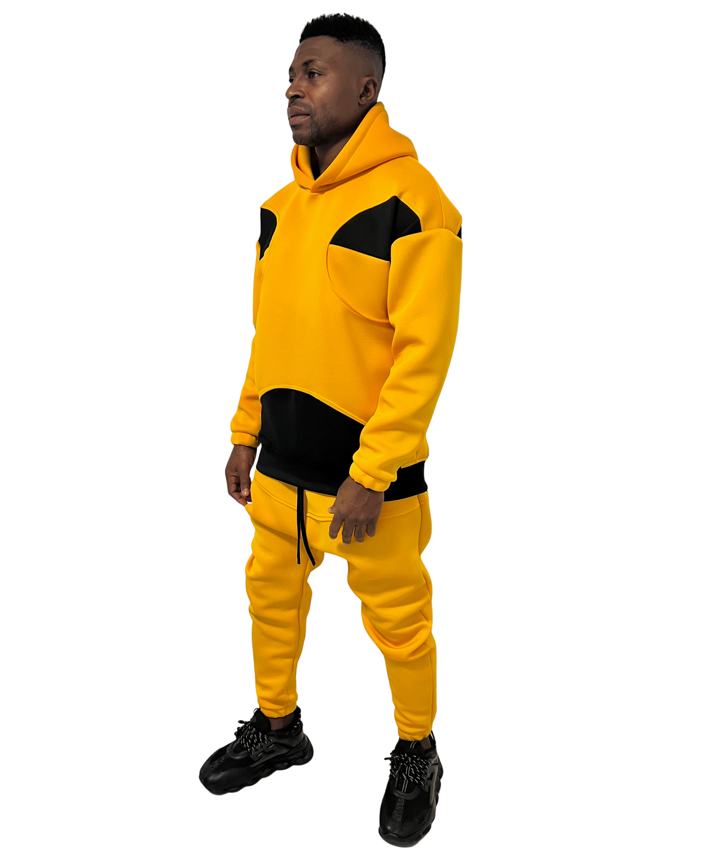 Yellow Tracksuit with Black Contrast Panels