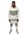 Two-Tone Grey Suede-Finish Tracksuit