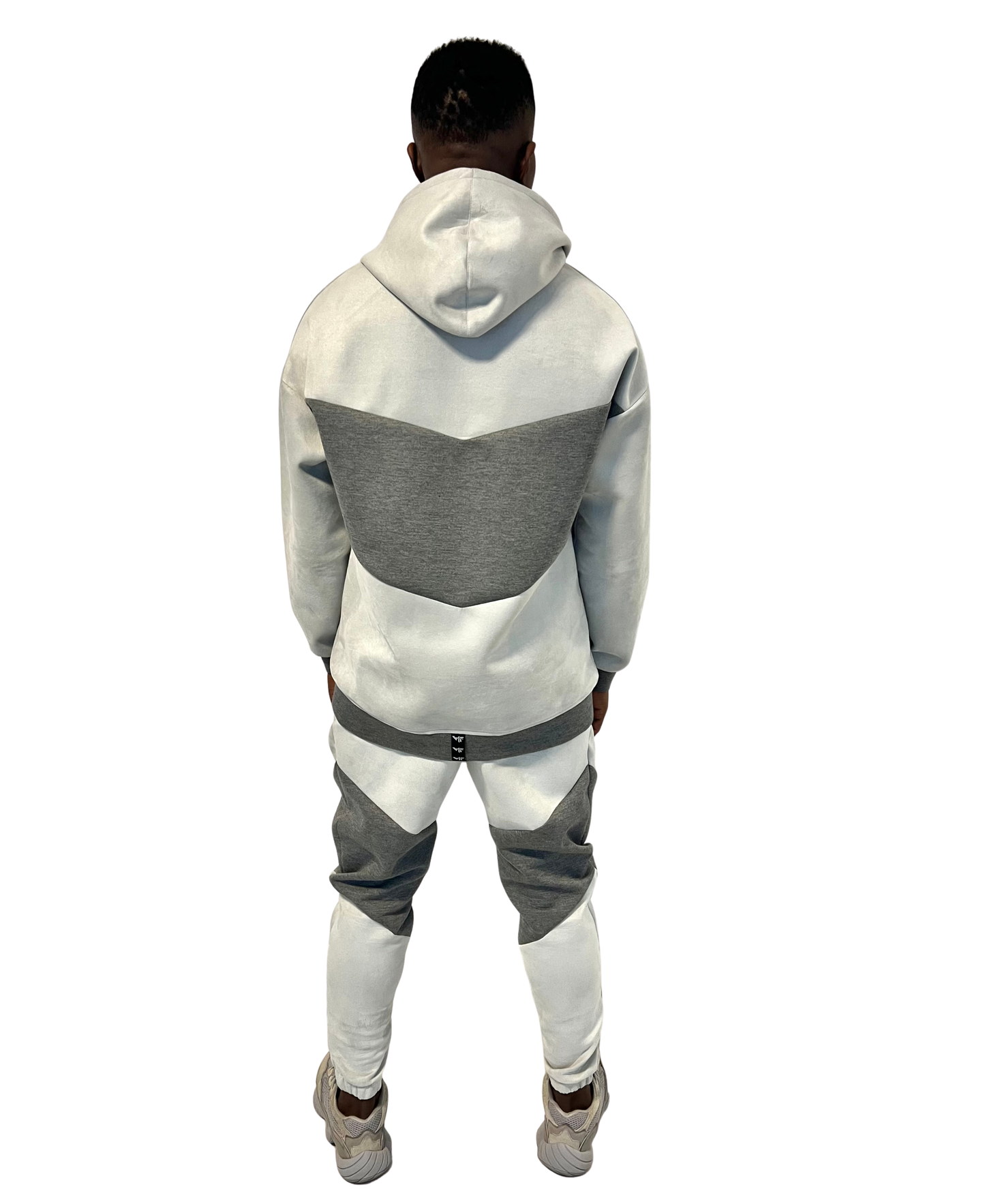 Two-Tone Grey Suede-Finish Tracksuit