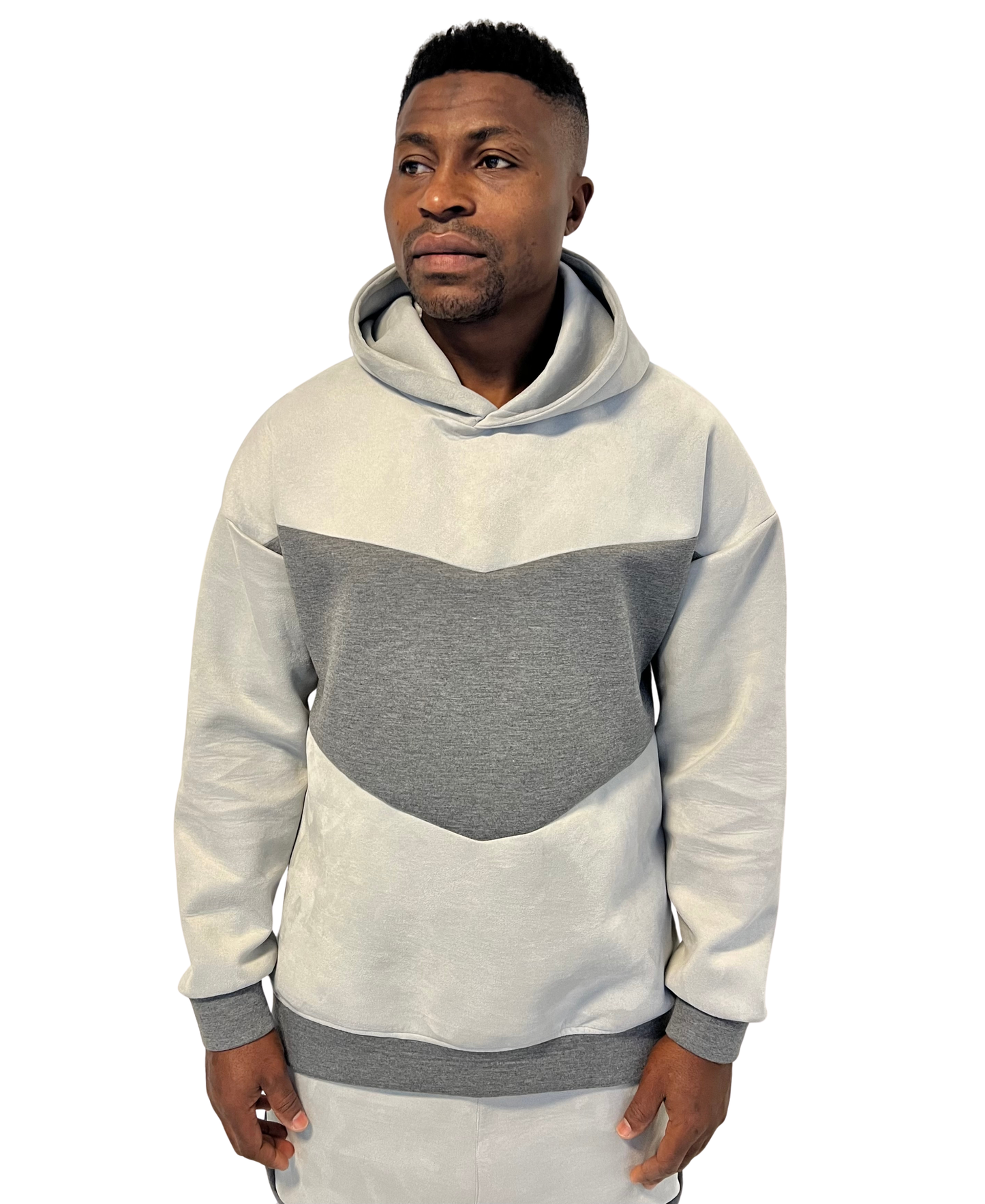 Two-Tone Grey Suede-Finish Tracksuit