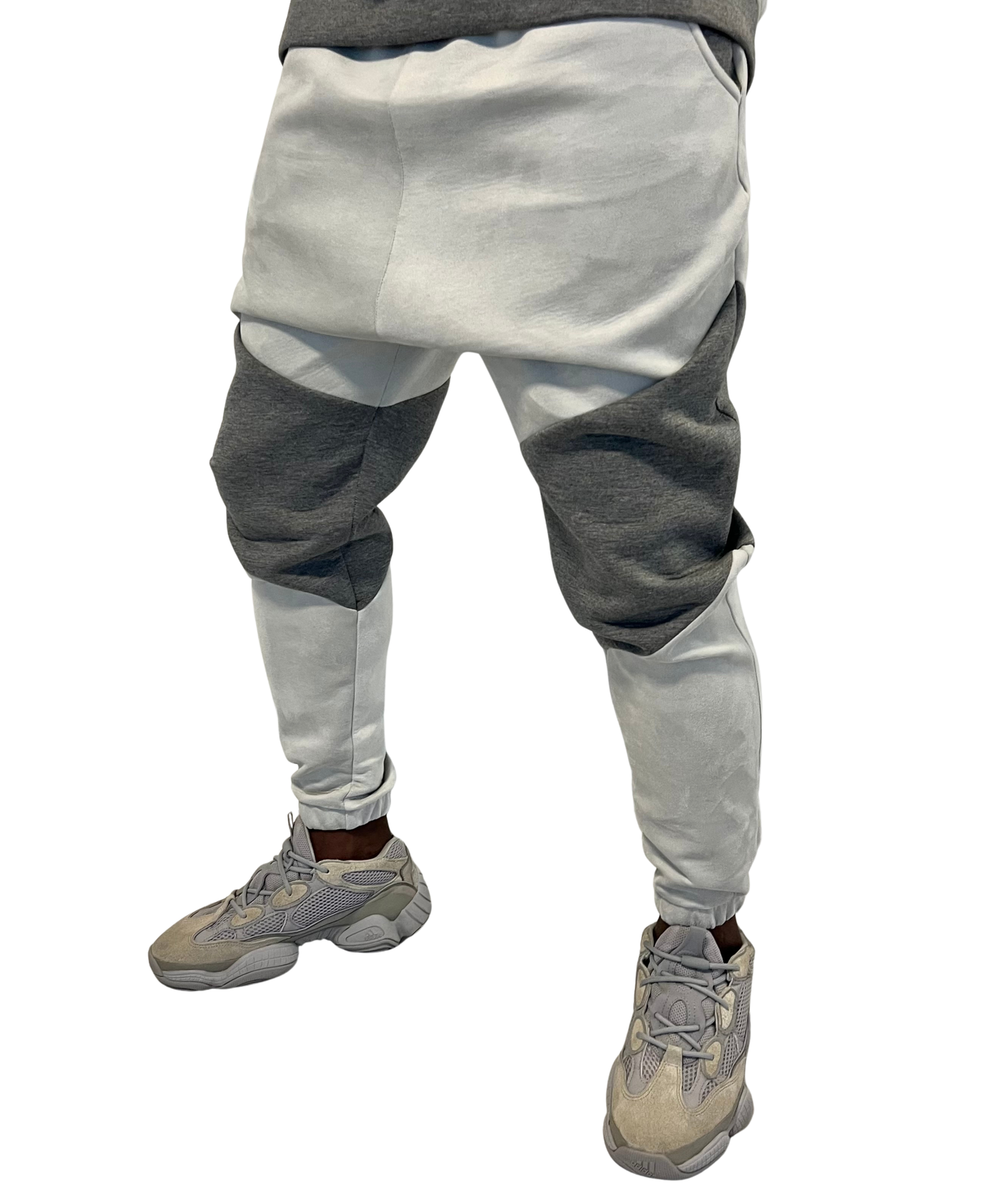 Two-Tone Grey Suede-Finish Tracksuit