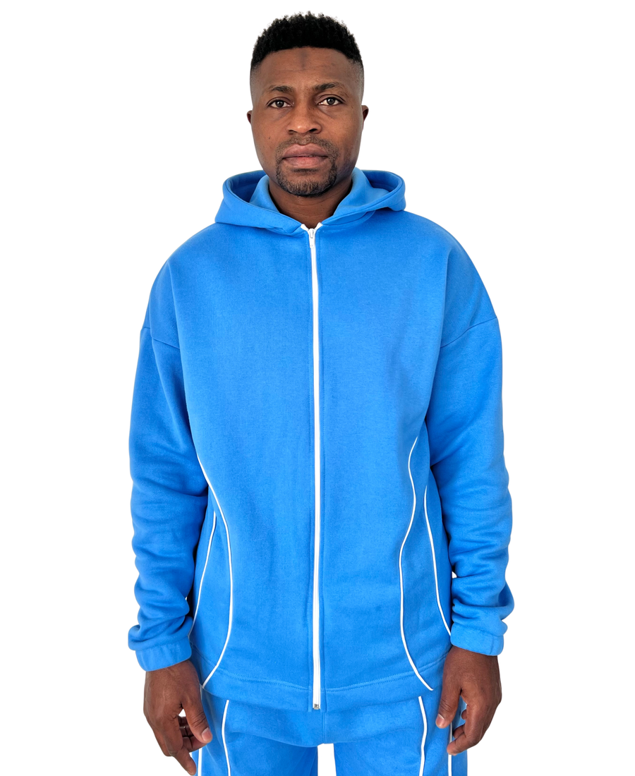Light Blue Cotton Sweatshirt with White Details