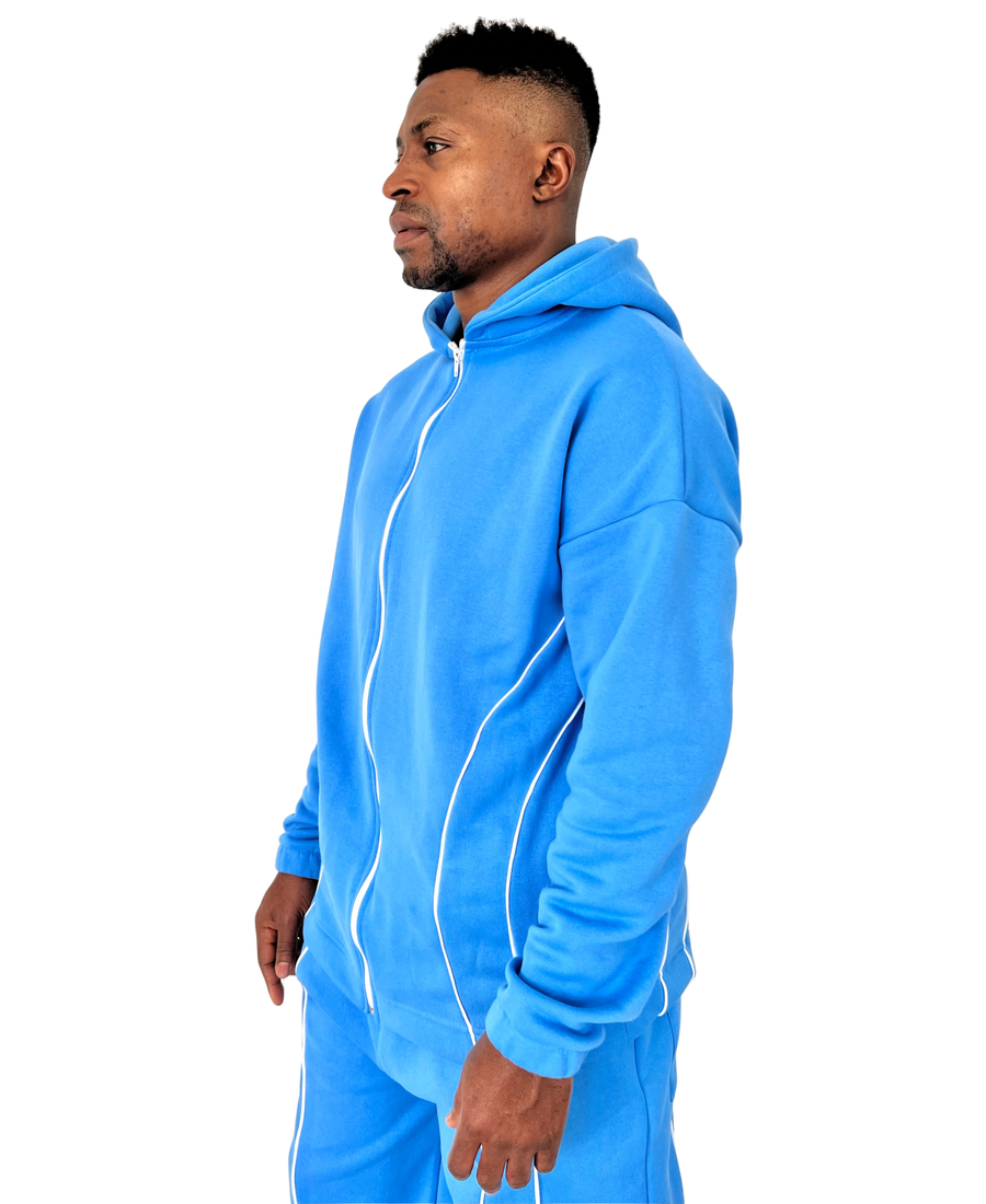 Light Blue Cotton Sweatshirt with White Details