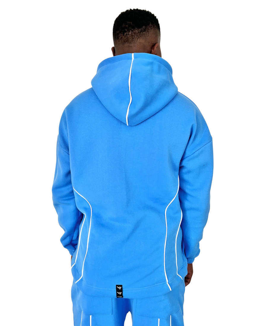 Light Blue Cotton Sweatshirt with White Details