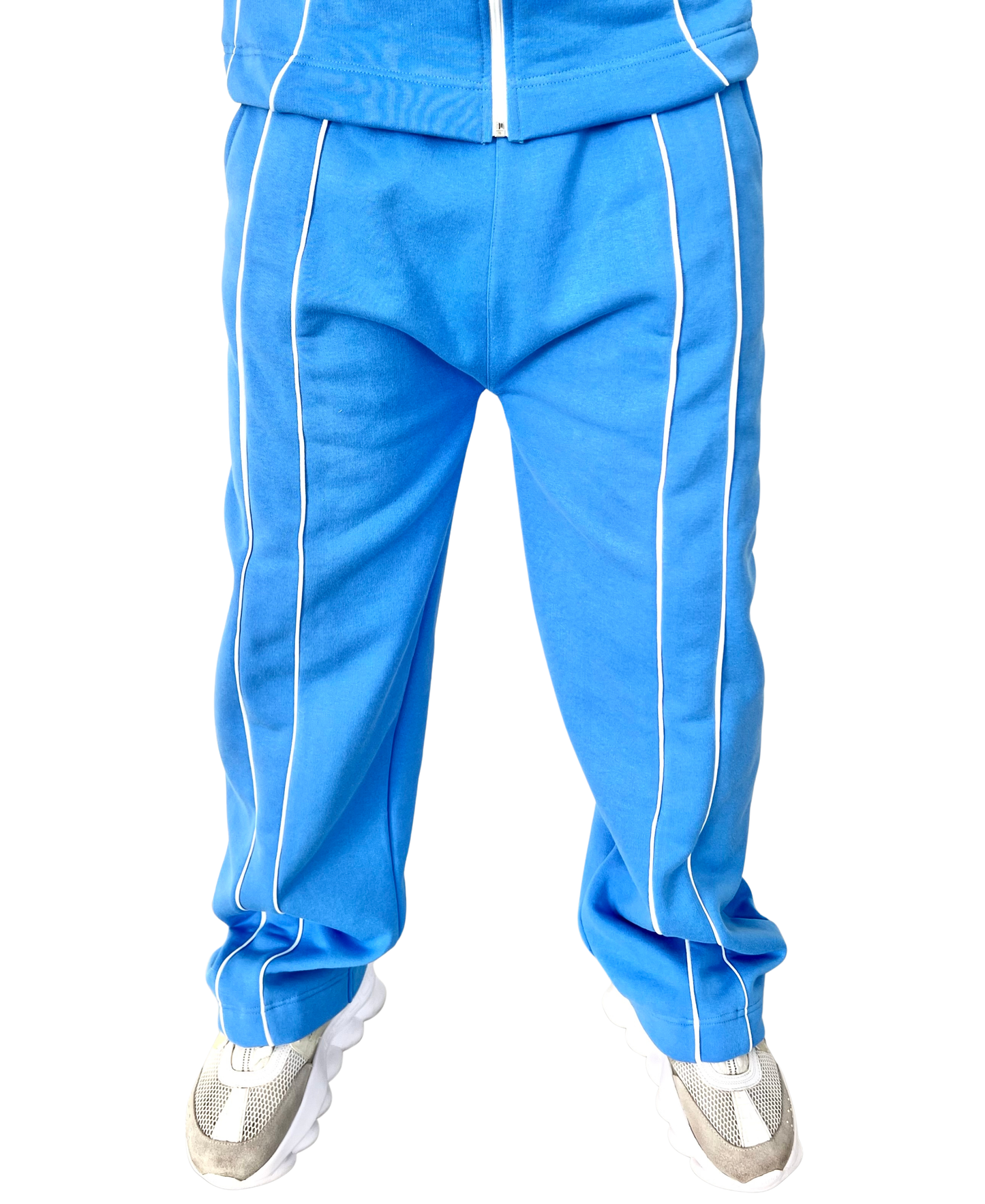 Pantaloni bleu cu detalii albe