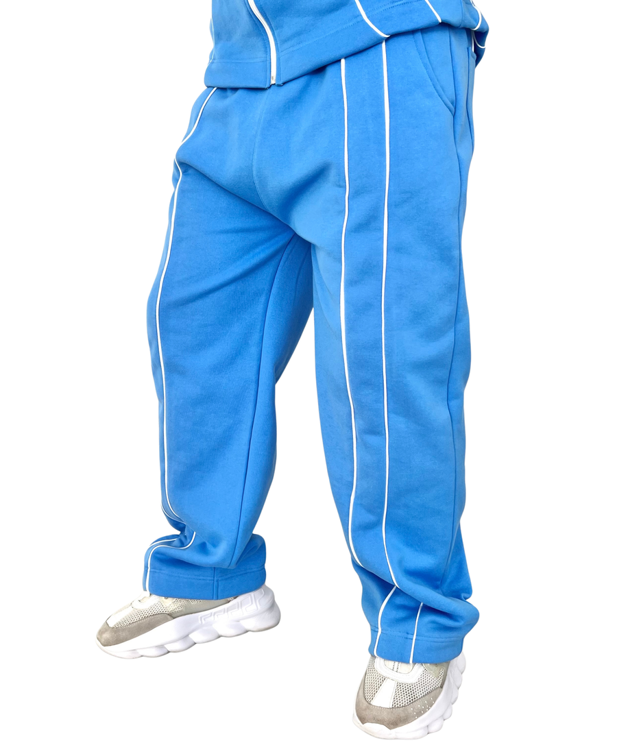 Blue Trousers with White Details
