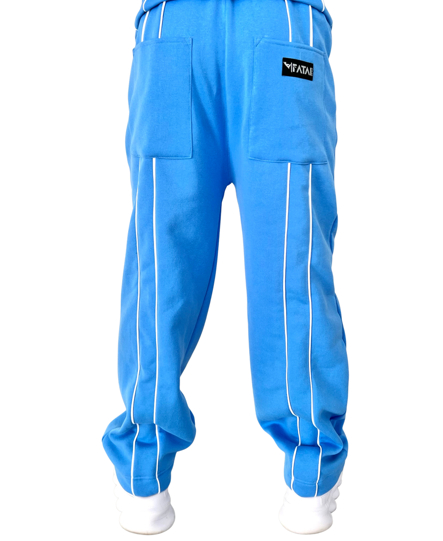 Blue Trousers with White Details