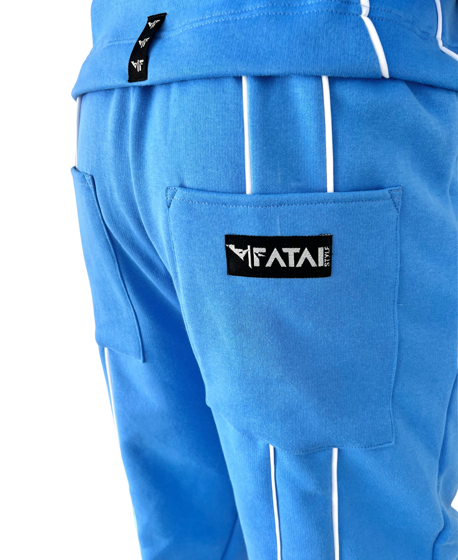 Blue Trousers with White Details