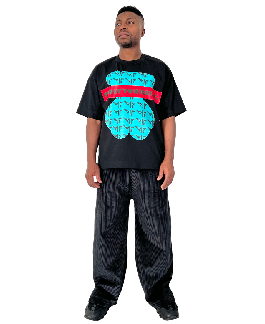 Black T-Shirt with Teddy Bear Print