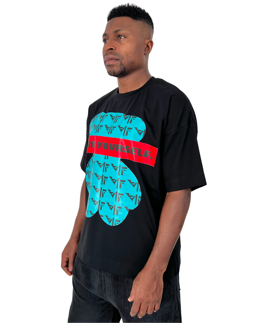 Black T-Shirt with Teddy Bear Print