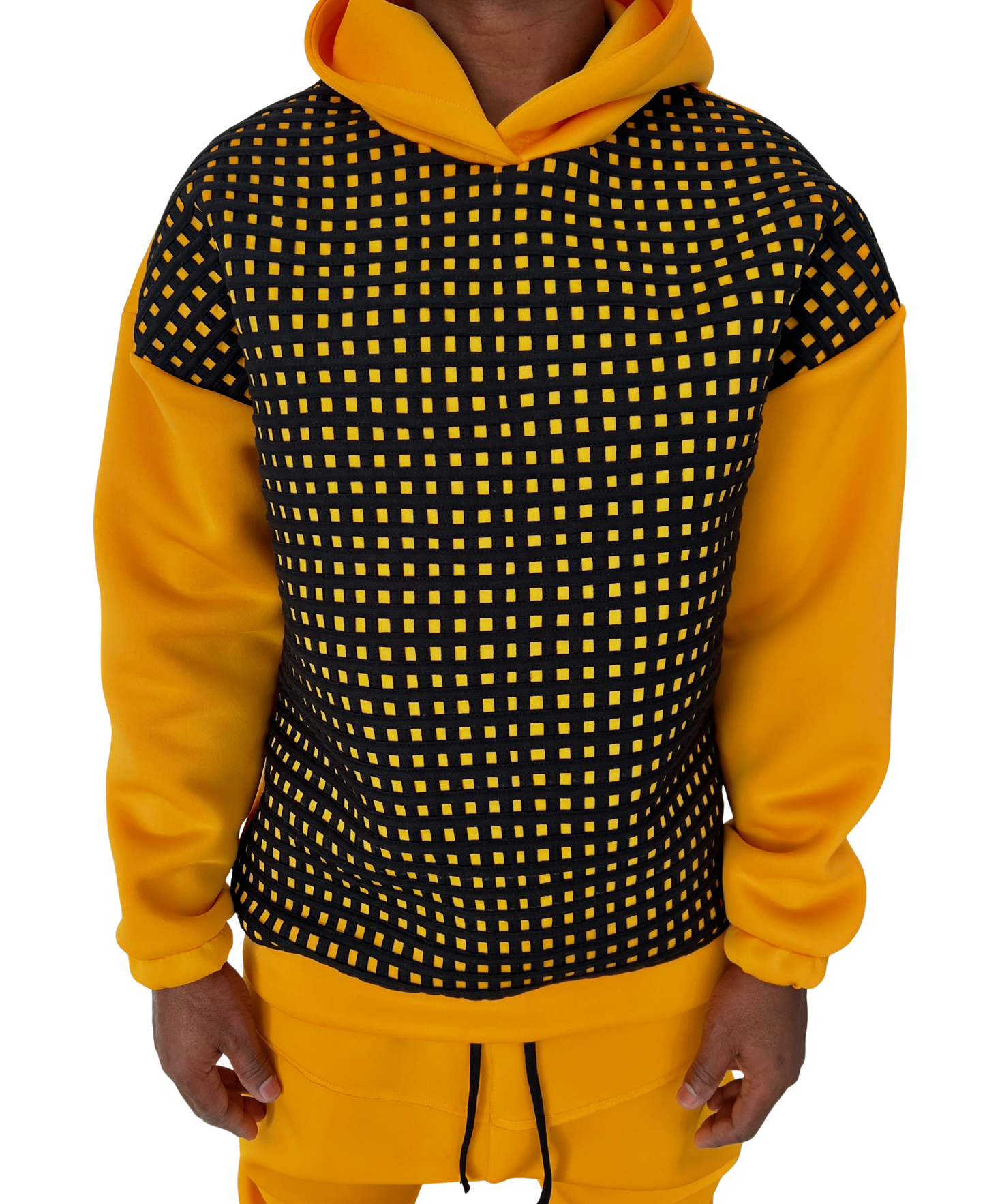 Yellow Tracksuit with Hand-Applied Black Pattern