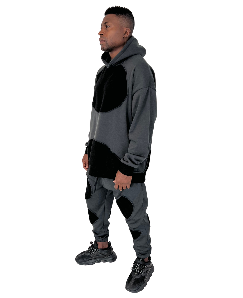 Grey Tracksuit with Black Cut-Out Detail