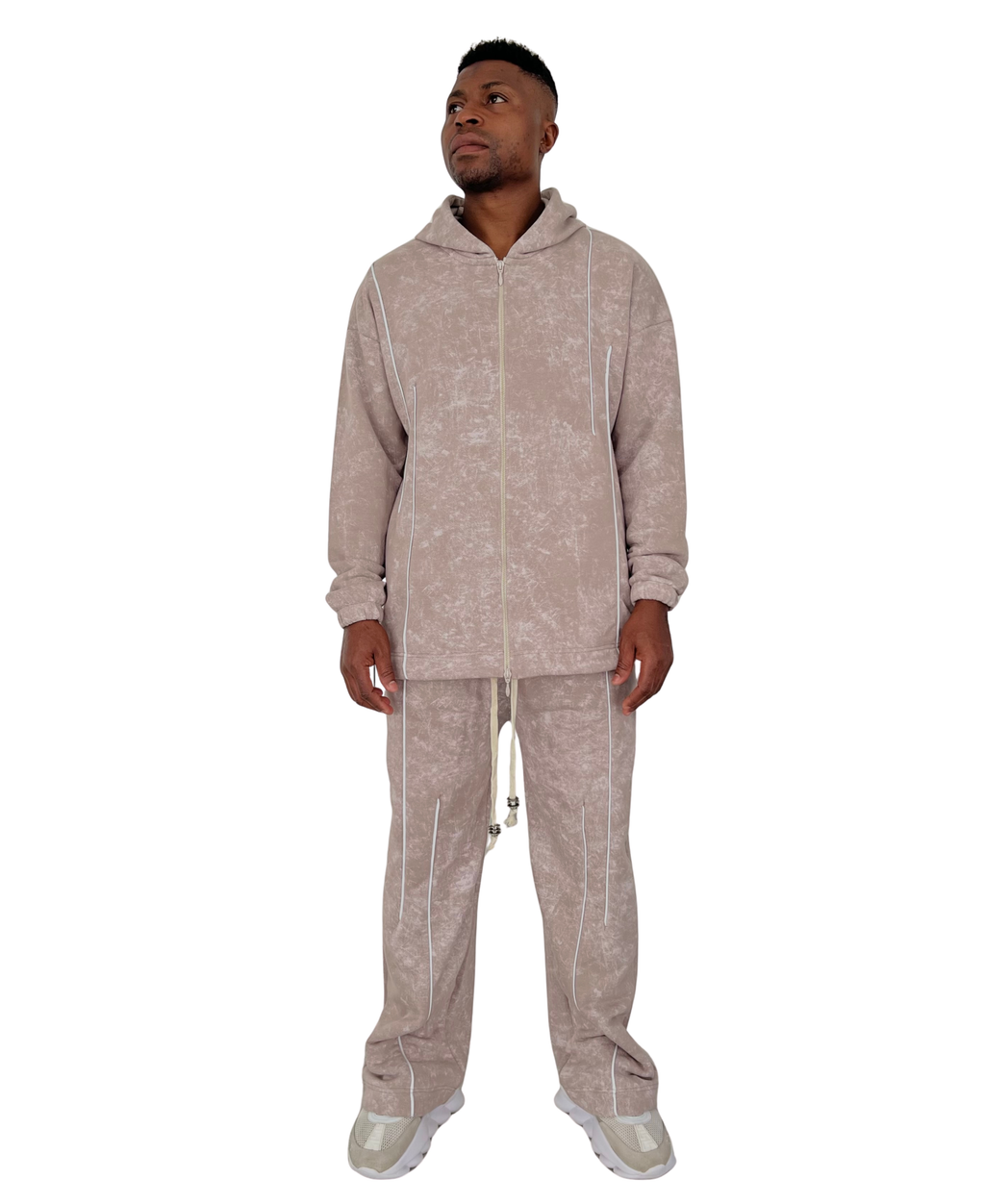 Cream Stone-Washed Tracksuit