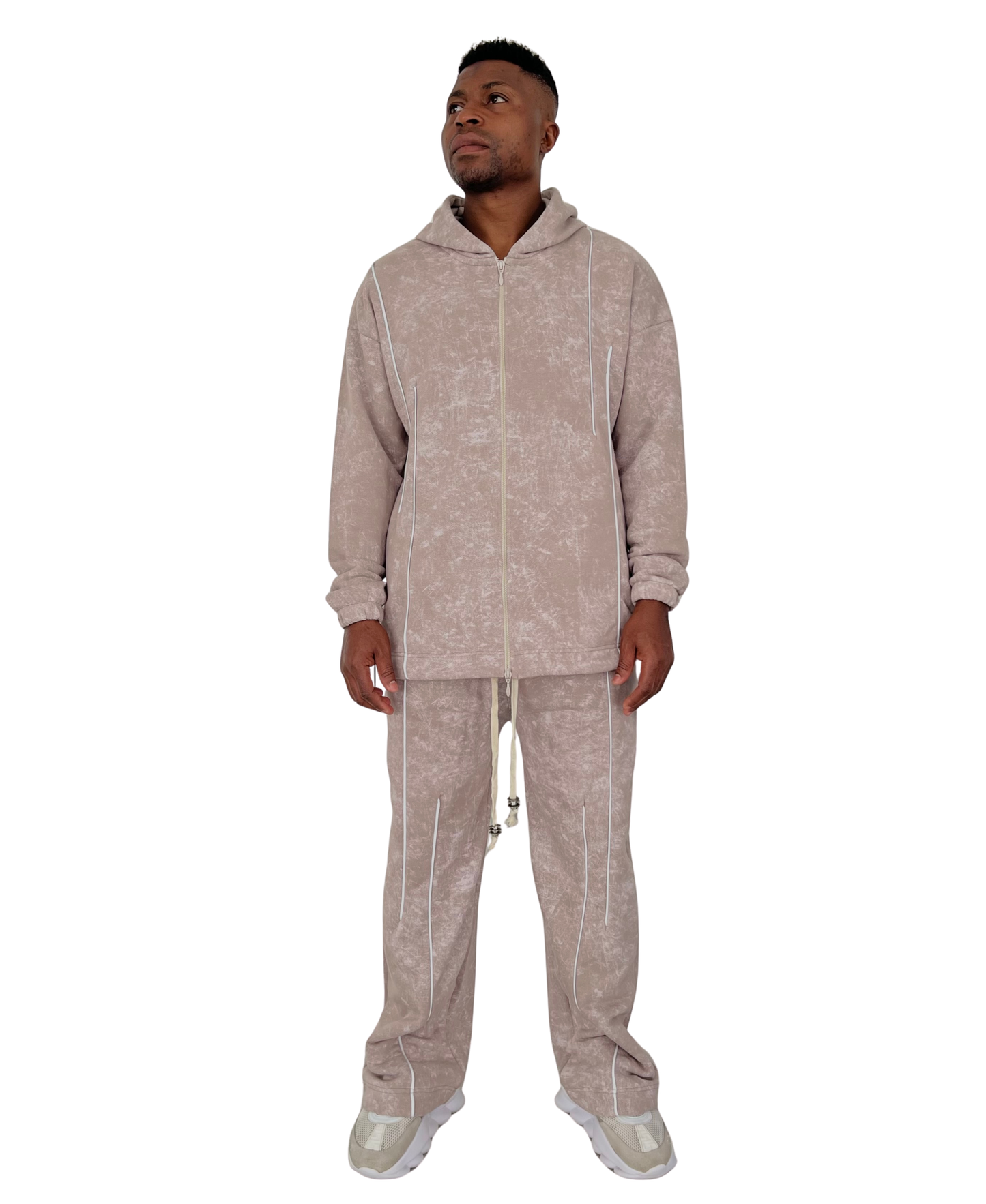 Cream Stone-Washed Tracksuit