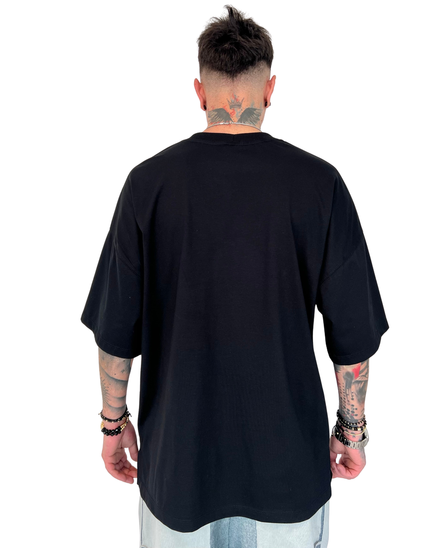 Black T-Shirt with Print Design