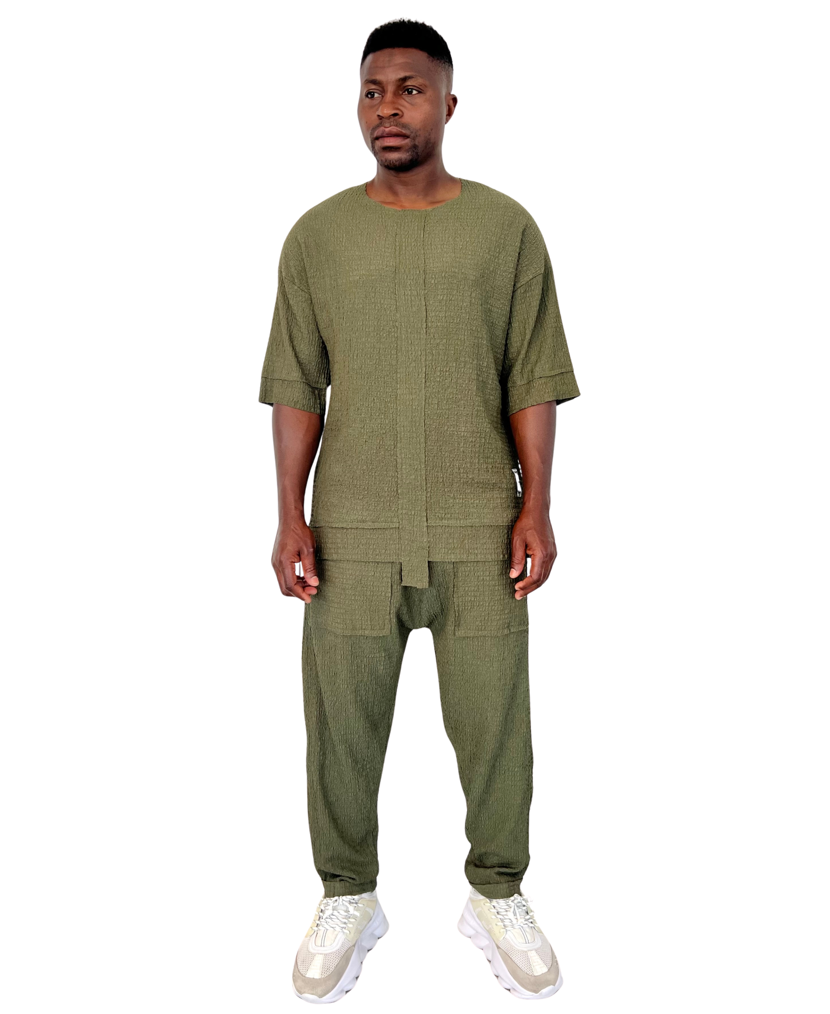 Khaki Two-Piece Set with Long Trousers