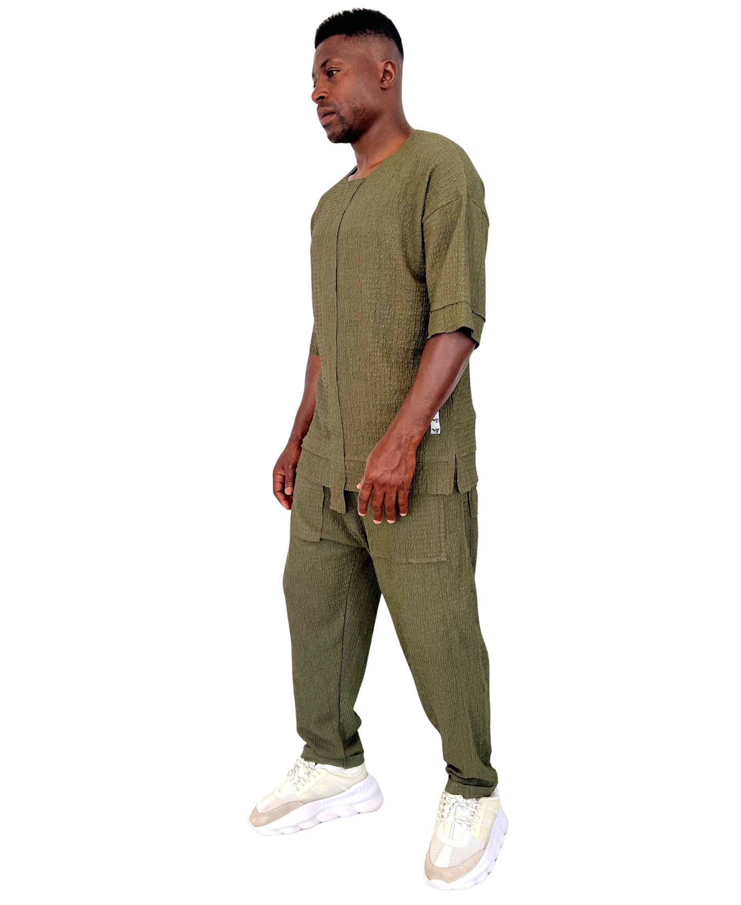 Khaki Two-Piece Set with Long Trousers