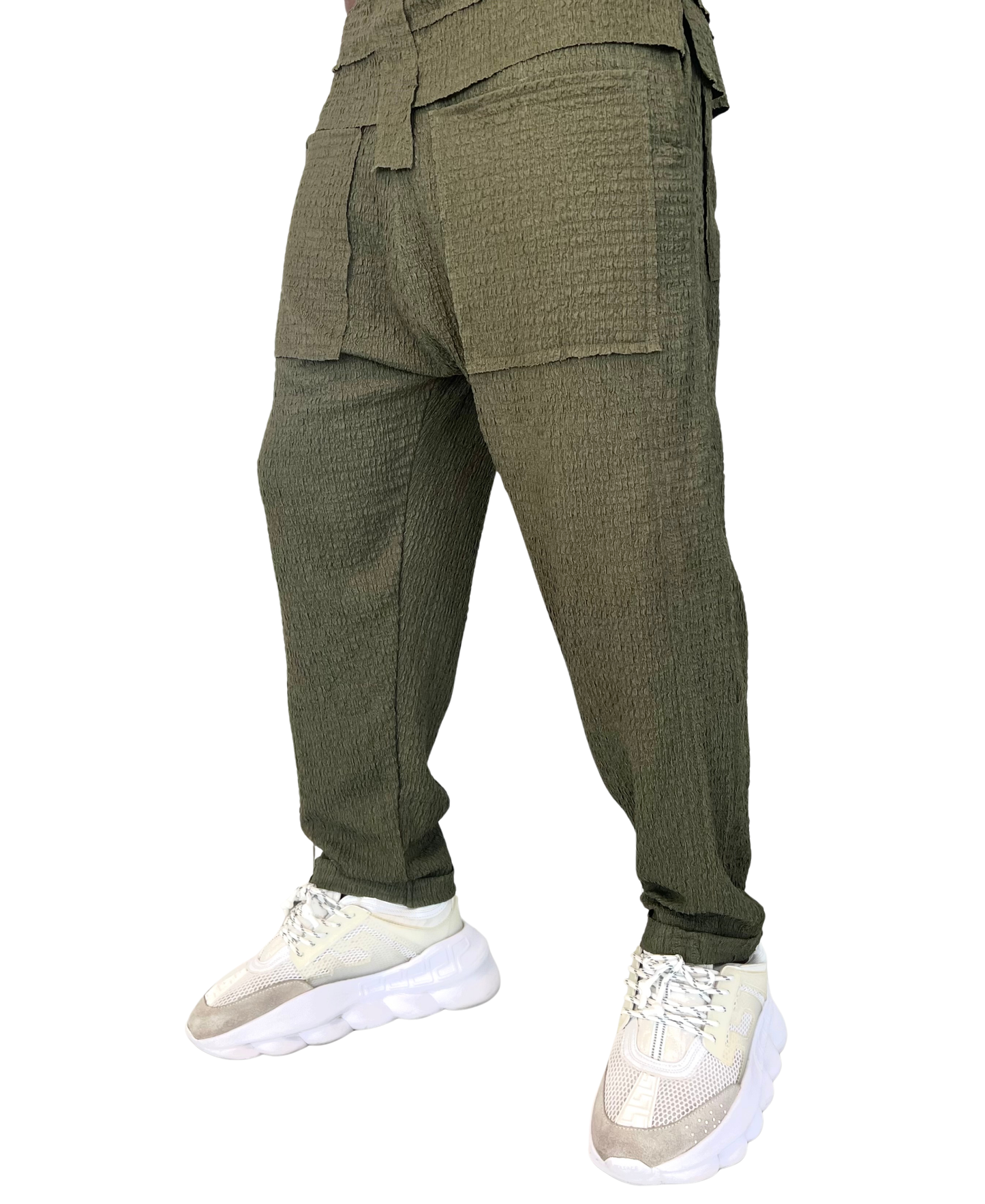 Khaki Two-Piece Set with Long Trousers