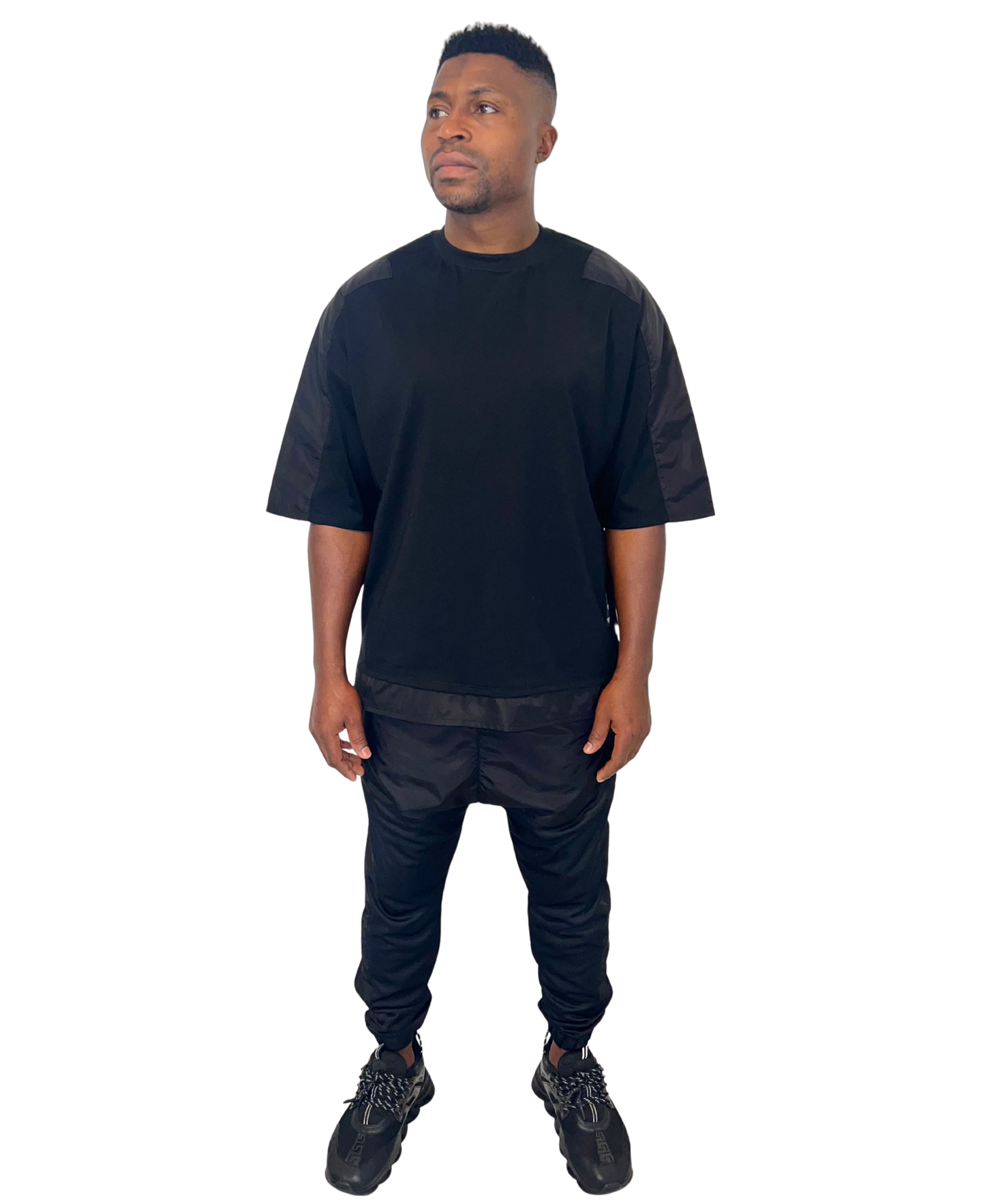 Black Two-Piece Set with Shell Panels